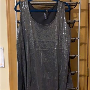 Agnes and Dora 2xl sequin black tank
